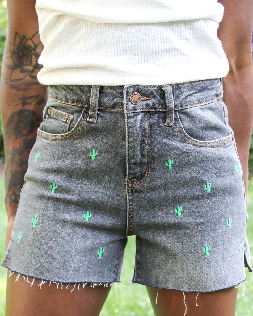 Cactus Embroidered Shorts - Stevie + Alice