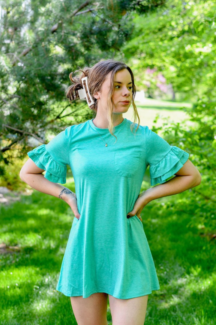 mint green t shirt dress Shift Dress in Mint Tea Green Solid Color: Size 2XS up to 6XL | Shop Frazer  Living Athleisure Clothing