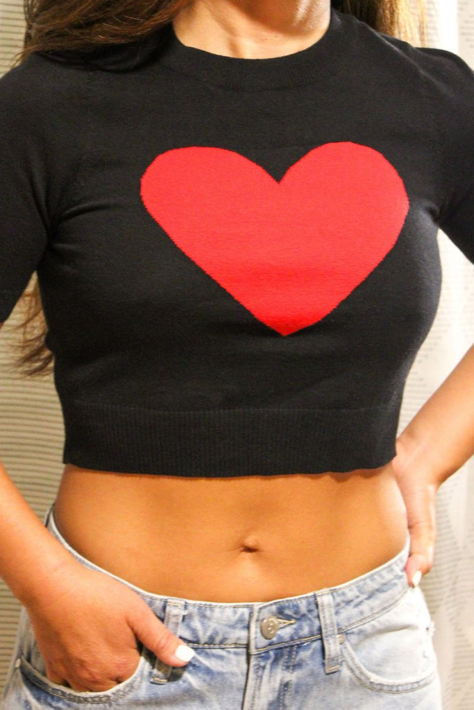 Heart Cropped Sweater - Stevie + Alice