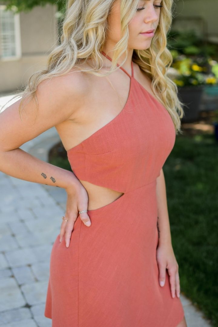 Sadie Mini Dress Large / Red Sand