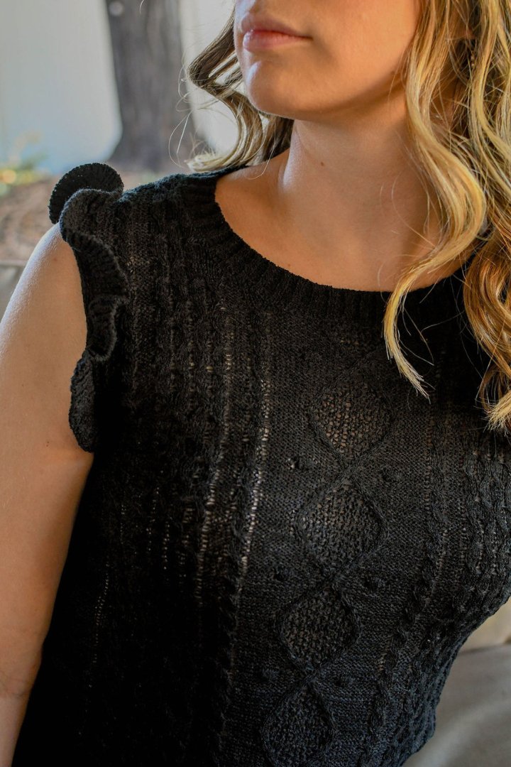 Salsation最新作Knitted Long Tankブラック色（XS）新品 Sally Cable Knit Tank in Black | Stevie + Alice